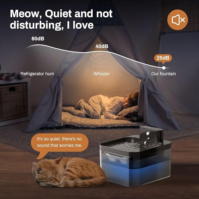 2.2L Smart Pet Water Fountain with Infrared Sensor & Battery Operation