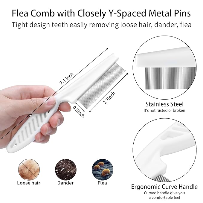 3 PCS Dog Grooming Brush Kit – Self Cleaning Slicker Brush for Shedding Short & Long Haired Dogs & Cats. Removes Loose Fur, Undercoat, Mats, Tangles for Small, Medium & Large Pets. Purple