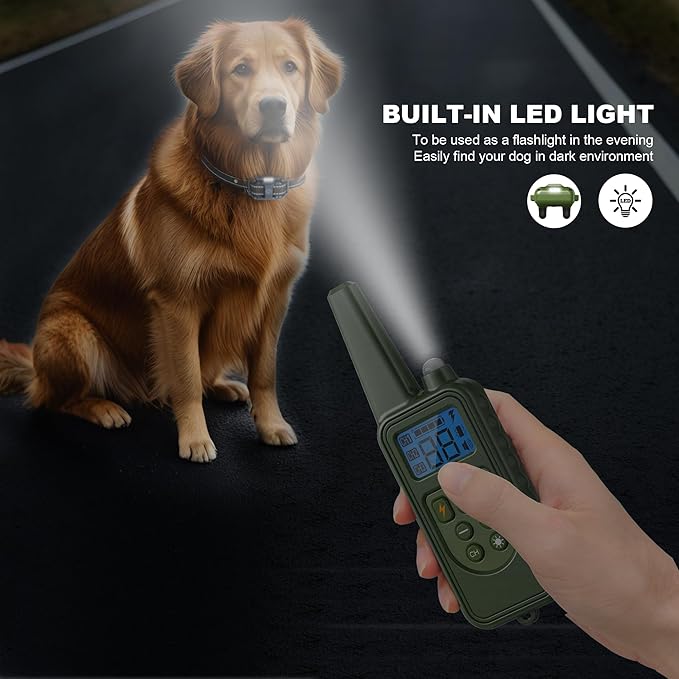 Dog Training Collar with Remote, 2600FT Range, 4 Training Modes Beep, Shake, Safe Shock, LED Light, Rechargeable IPX7 Waterproof for All Breeds Sizes, with Three Receiver Collars for 3 Dogs