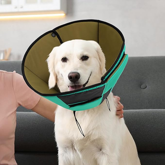 Soft Dog Cone for Large Dogs, Cone for Dogs to Stop Licking, Breathable Pet Surgery Collar Cone for Extra-Large Pets, Green XL