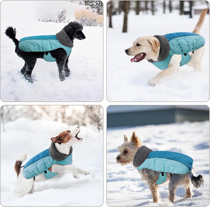 Doglay Dog Coat, Waterproof Dog Jacket Pet Winter Coat for Cold Weather with Thicken Furry Collar, Reflective Puppy Winter Jacket Warm Fleece Lining for Small Medium Large Pets
