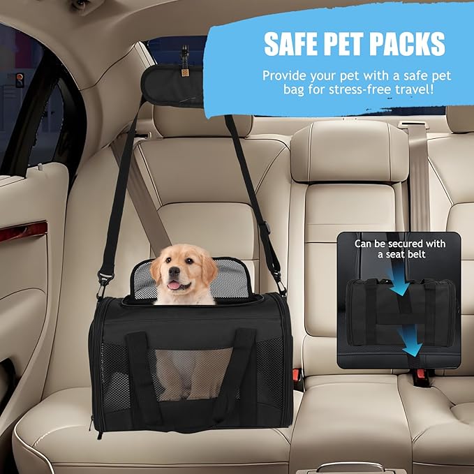 Carriers Soft-Sided Pet Carrier for Medium Large Cats Dogs Under 35Lbs,Breathable Mesh Ventilation Design,Airline Approved Cat Carrying Case(X-Large,Black)