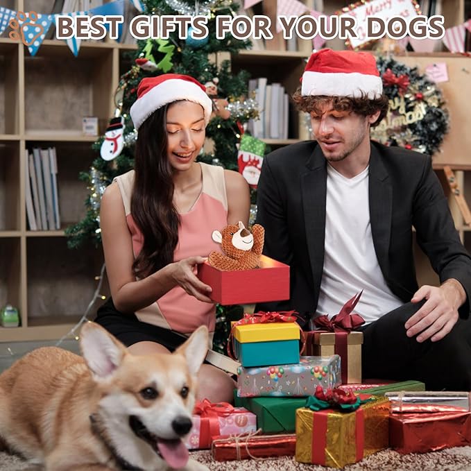 Squeaky Dog Toys - Plush Tug of War with Crinkle Paper, Interactive Pull Toy for Puppies to Large Dogs