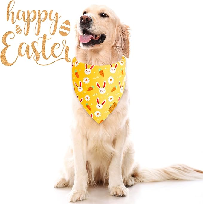 Easter Dog Bandanas 2 Pack - Pet Scarf for Boy and Girl, Spring Pet Accessory, Reversible Holiday Bandana for Small Dogs (Small)