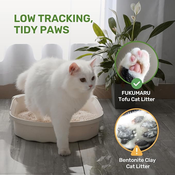 FUKUMARU Tofu Cat Litter, 16lb Fast Clumping & Superior Odor Control, Natural Corn Scent, Dust-Free, Flushable, Low Tracking, Ultra Absorbent, Lightweight, 8lb x 2 Bags