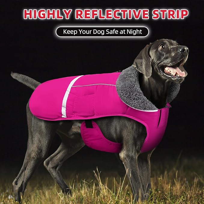 Doglay Dog Coat, Waterproof Dog Jacket Pet Winter Coat for Cold Weather with Thicken Furry Collar, Reflective Puppy Winter Jacket Warm Fleece Lining for Small Medium Large Pets