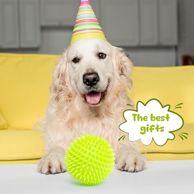 Indestructible Squeaky Dog Toys for Aggressive Chewers, Interactive Spike Dogs Balls Toys for Medium Large Dogs, Durable Floating Dog Toy Ball for Outdoor Play