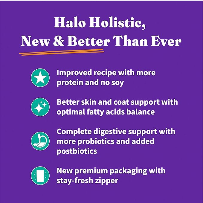 Halo Holistic Vegan Dog Food, Plant-Based Recipe with Kelp, Dry Dog Food, Complete Digestive Health, Kibble for Adult Dogs, 3.5 lb Bag