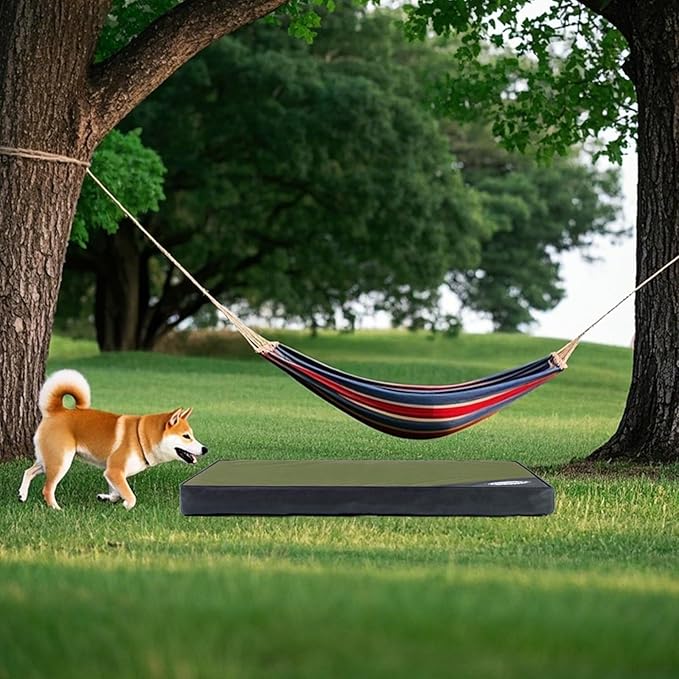 Orthopedic Outdoor Waterproof Dog Beds for Small Dogs, Washable Crate Bed with Egg Crate Foam Pet Bed Mat and Removable Oxford Fabric Cooling Cover,31"x 23", Dark Green