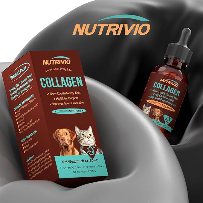 Liquid Collagen for Dogs and Cats-Hip and Joint Support, Itch Relief, Skin and Coat Supplement- Liquid Collagen with Multi-Vitamin for Dog, Immunity Boost- Bacon Flavor,60ml