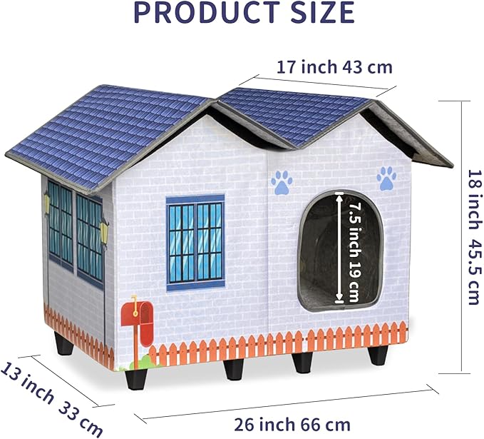 Elevated Cat Houses for Indoor/Outdoor Covered Kitten Beds Feral Cat Shelter Hideaway Bed Easy to Assemble