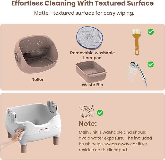 Automatic Litter Box: Self Cleaning Cat Litter Box with APP Control - Odor-Free Waste Disposal Includes Trash Bags, Large Waste Bin, Open-Top, for Multiple Cats