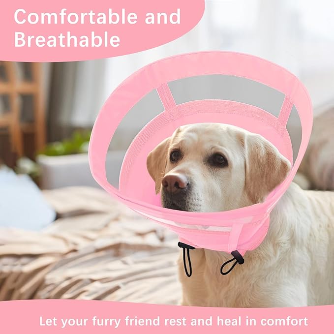 ASENKU Dog Cone Collar, Soft Adjustable Cone for Dogs to Stop Licking, Lightweight Recovery Dog Cone After Surgery, Pet E-Collar for Small, Medium & Large Dogs (Pink, XL)