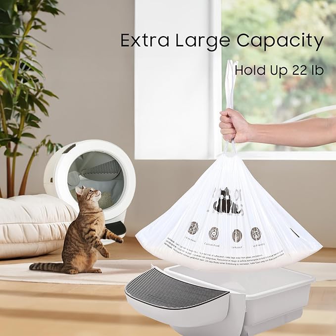 Cat Litter Box Robot 4 and 3 Waste Bags, 40 Pack Automatic Litter Box Bags, Thick Heavy Duty Cat Litter Box Liner Bags 25.2 X 15.7 IN