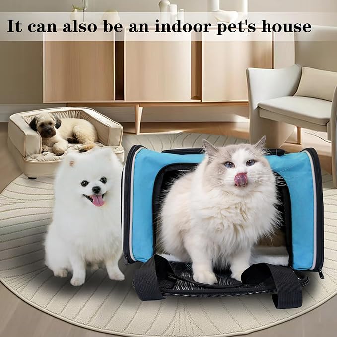 Top tasta Dog Cat Carrier Pet Carriers for Small Medium Large Cats Dogs Carrier Soft Sided Small Puppy Dog Carrier Portable Foldable Airline Approved Dog Cat Travel Carrier Blue Large