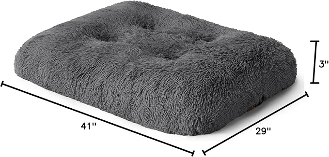 Bedsure Washable Extra Large Dog Bed for Crate, Faux Fur Dog Crate Pad for Large Breed, Plush Soft Comfort Dogs Sleeping Mat, Anti-Slip Pet Kennel Pad, 41" x 29", Dark Grey