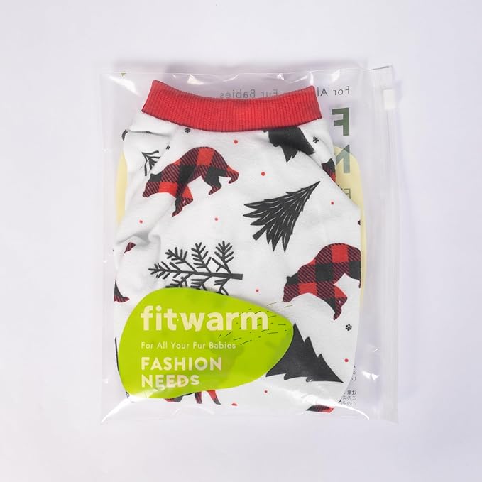 Fitwarm Reindeer Dog Christmas Pajamas, Winter Doggy Clothes for Small Dogs Boy Girl, Fleece Dog Onesie with Feet, Holiday Pet Outfit, Black, White, Red, Large