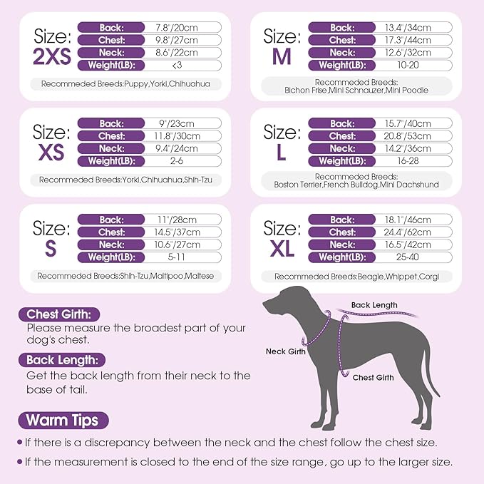 Dog Sweater Dress Plaid Knitwear for Small Medium Dogs Warm Puppy Pet Turtleneck Stretch Pullover Cute Fall Winter Vest Clothes with Leash Hole for Christmas (Purple, S)