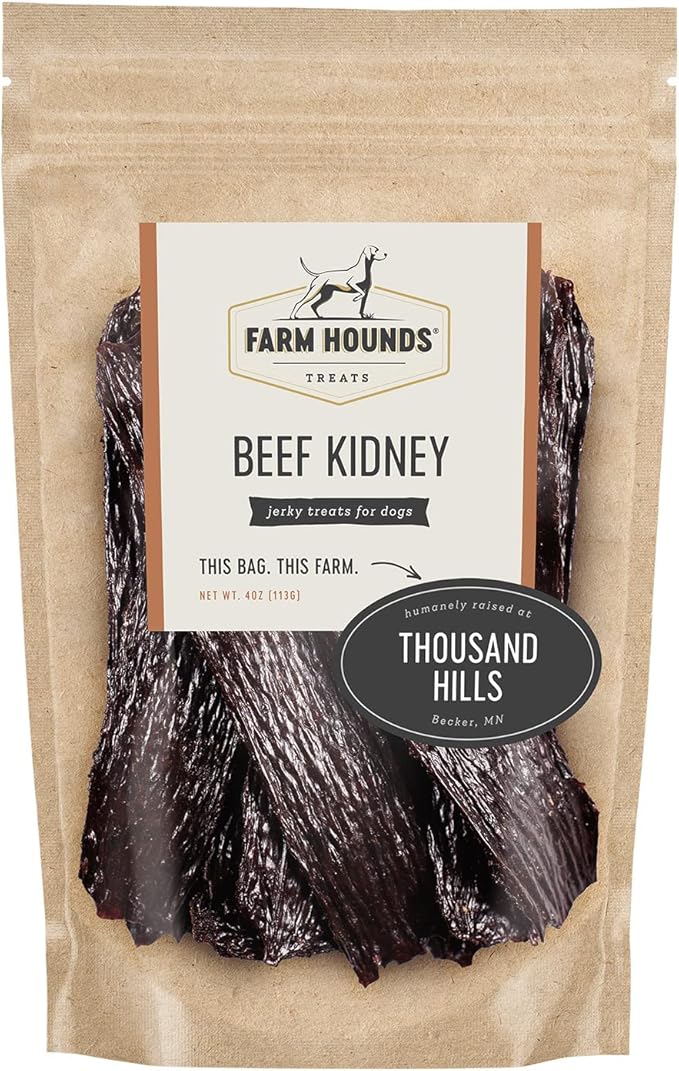 Farm Hounds - Beef Kidney - Premium Natural Beef Kidney Jerky For Dogs - Made From 100% Humanely Raised Cattle - Organ Treat - Great For Training & Treats - No Added Fillers - Made in USA -4oz -2 Pack