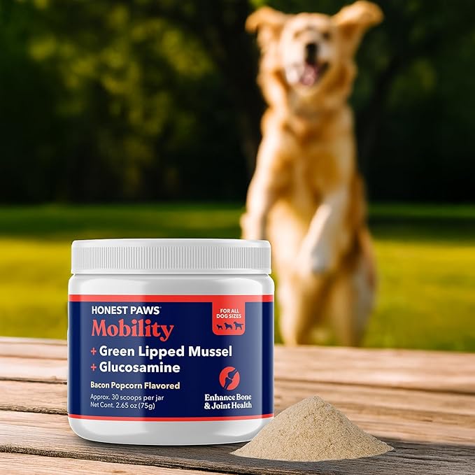Honest Paws Joint Supplement for Dogs - Supports Mobility, Hip & Joint Health, Eases Stiffness - Glucosamine, Green Lipped Mussel, Fish Oil, Chondroitin Sulfate, MSM, Vitamin C