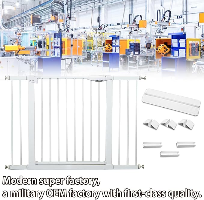 Choice Awards Winner 104.65"-116.38" Baby Gate for Stairs Dog Gate for Doorways Pressure Mounted Self Closing Pet Gates for The House Indoor Auto Close Safety Baby Gate Extra