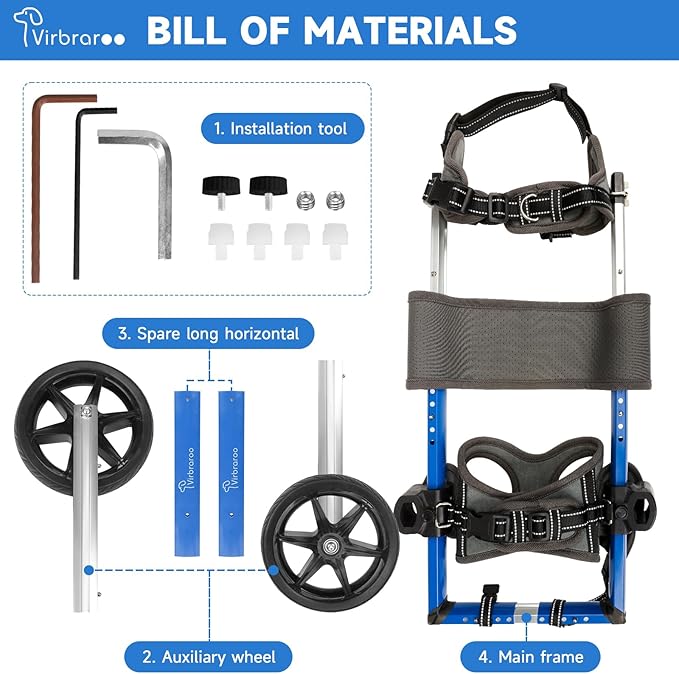 Dog Wheelchair for Back Legs with Upgraded All-Terrain Tires & Durable Bearings,Adjustable Dog Wheelchair for 11.8"-17.7" Lenght,22-35 lbs Disabled or Injured Small Dogs