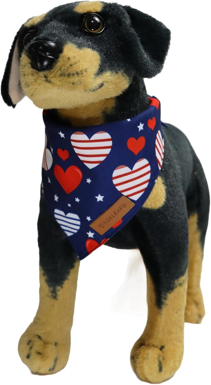 Realeaf 4th of July Dog Bandanas 2 Pack, Reversible American Flag Pet Scarf for Boy and Girl, Premium Durable Fabric, Patriotic Bandana for Large and XLarge Dogs (X-Large)