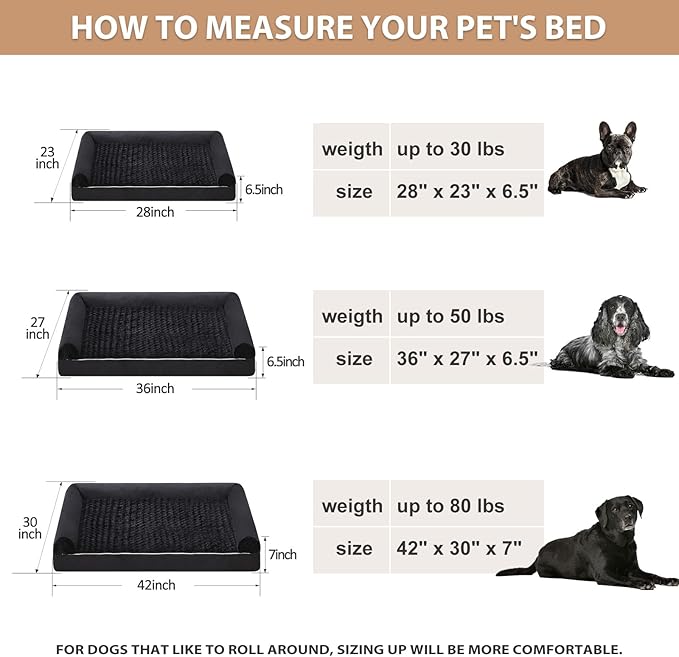 BFPETHOME Dog Beds for Large Dogs, Orthopedic Dog Bed for Medium Large Dogs,Big Waterproof Couch Pet Bed with Removable Washable Cover
