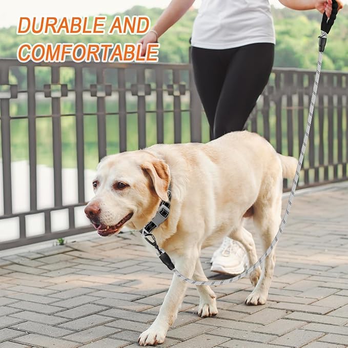 BARKBAY Dog Leashes for Large Dogs Heavy Duty Dog Leash 2 Pack 5 FT with Comfortable Padded Handle Highly Reflective Threads for Medium Large Dogs Walking Training Running (5FT-1/2,Gray+Black)