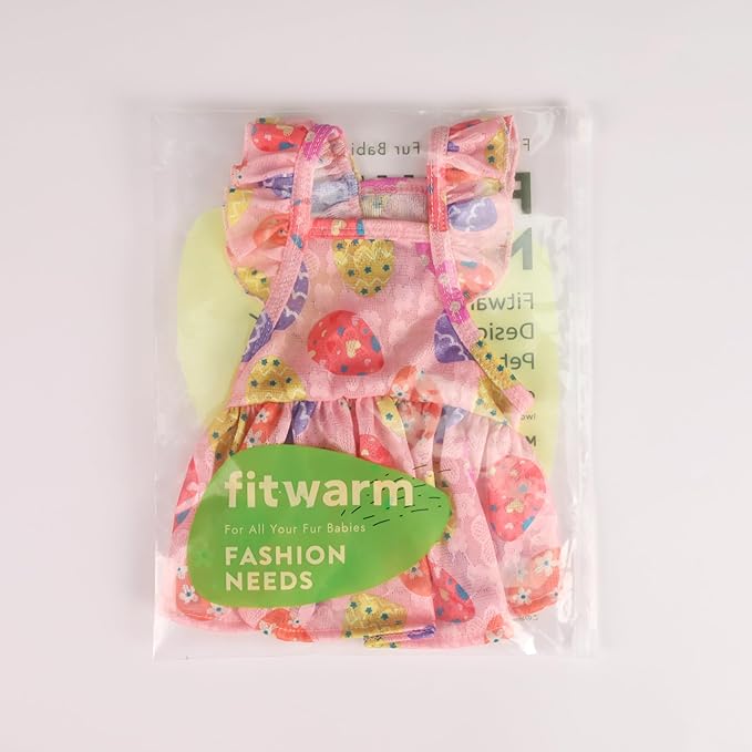 Fitwarm Easter Egg Dog Dress, Holiday Dog Clothes for Small Dogs Girl, Pet Easter Outfit, Pink, Yellow, Purple, XS