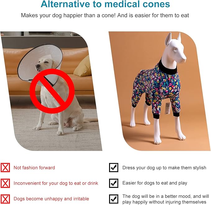 LovinPet Dog Pajamas Apparel for Giant Dogs, Pitbull Clothes, Stretch Knit, Hawaiian Flowers Print, Big Dogs Pullover Onesie, Pajamas for Pitbulls, Pitbull Onesie, Full Coverage Big Dog Pjs, XL