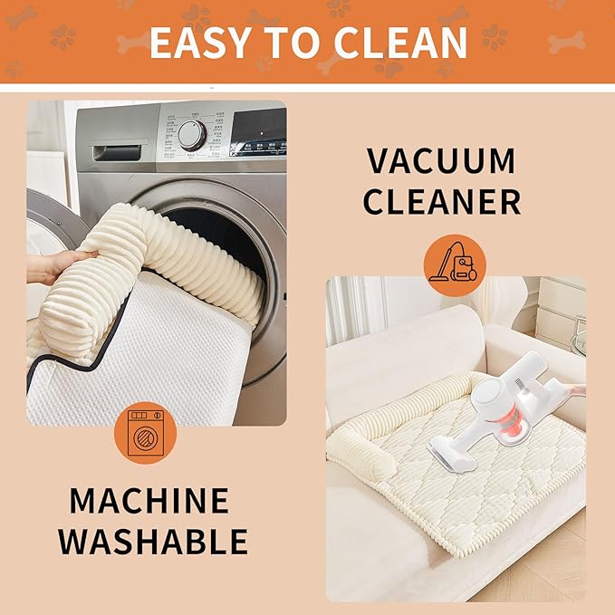 HAOMAIJIA Dog Couch Bed for Medium Dogs, Non Slip Pet Couch Covers for Sofa Thick Soft Washable Dog Couch Cover Protector All Seasons Universal Dogs and Cats Bed Mat (Off White, Medium)