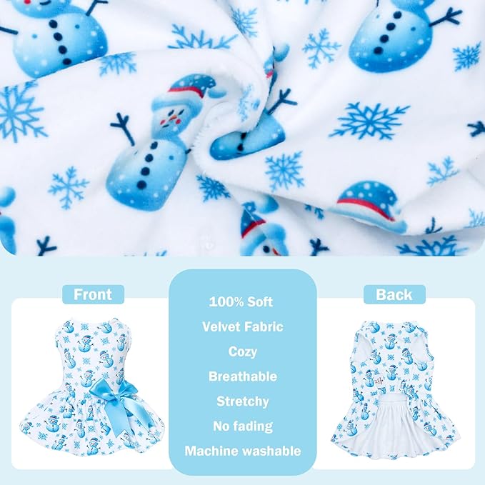 CuteBone Velvet Dog Dresses Christmas for Small Dogs, Stylish & Soft Fabric, Comfortable Fit for Everyday Wear, Perfect for Special Occasions NCVA22M