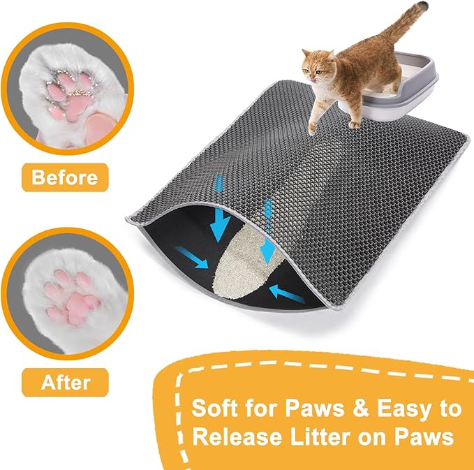 Cat Litter Mats-Super Large 47''x36'' Litter Trapping Mat for Cat-XXL Litter box Matt for Floor-2 Layer Catcher Rug for Pet kitty Litterbox-Waterproof Urine Proof,Non-Slip