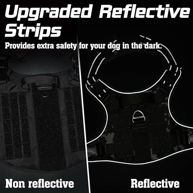 rabbitgoo Tactical Dog Harness for Large Dogs, No Pull Military Service Vest with Handle & Molle, Easy Control for Training Walking, Adjustable Reflective Straps, Green camo, XL