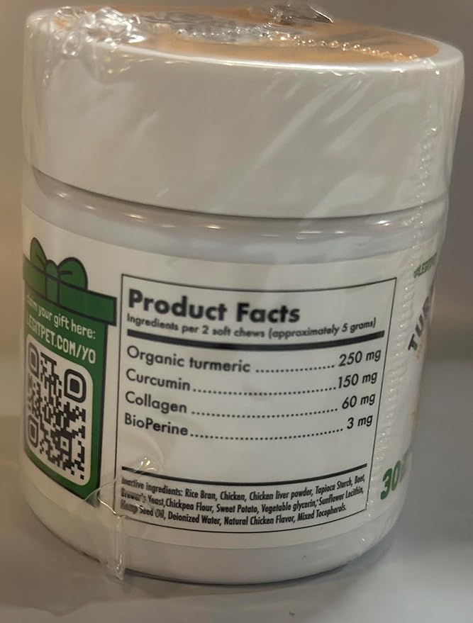 Turmeric Curcumin Hip & Joint Supplement for Dogs – Supports Mobility, Comfort & Overall Wellness – with Collagen & BioPerine – 30 Chews