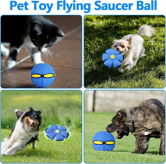 FlidRunest 3-Piece Flying Saucer Dog Toy Set, Interactive LED Dog Disc Toy