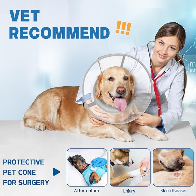 Soft Dog Cone Collar to Stop Licking, Comfortable Cones for Dogs After Surgery, Adjustabl Dog Recovery Collar for Large Medium Small Dogs