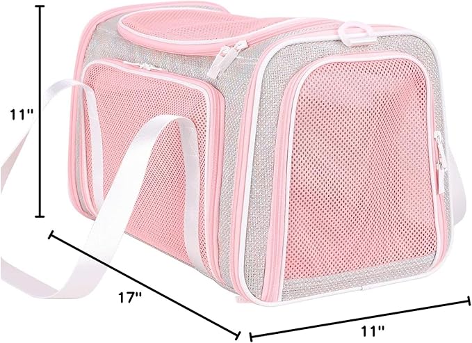 petisfam Soft Cute Travel Pet Carrier Bag for Medium Cats, Kitty and Puppy, Fantasy Pink, M