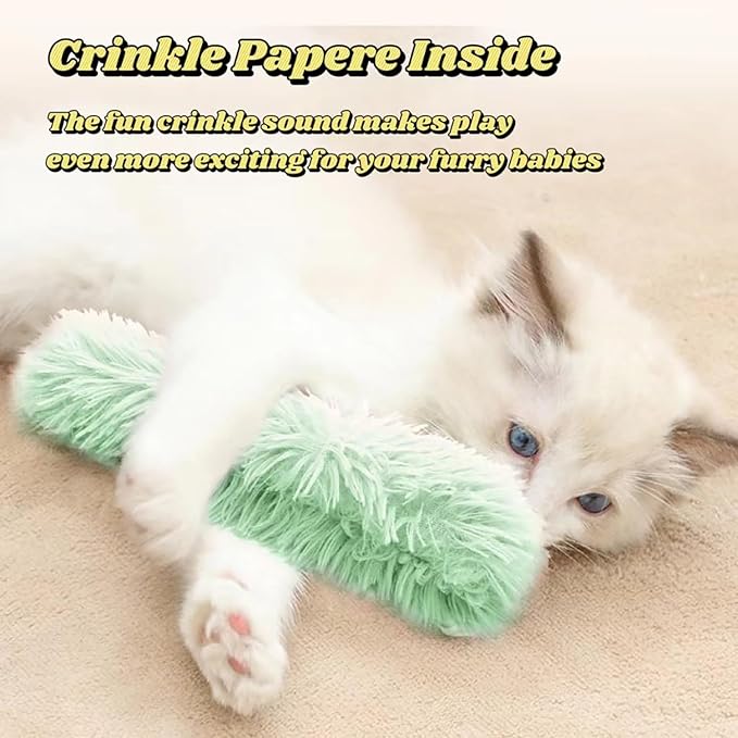 Catnip Toys with 3Pcs Cat Toys - Skin-Friendly Pillow Kicker Toy for Indoor Cats with Crinkle Paper, Catnip & Teething Soother (Pink/Green/Blue)