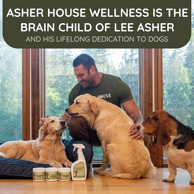 Asher House Wellness Dog Allergy Chews - All-Natural Itchy Skin Relief for Dogs with Bee Pollen, Colostrum - Licking Paw Treatment, Allergy Medicine for Dogs Over 12 Weeks, 120 Chews