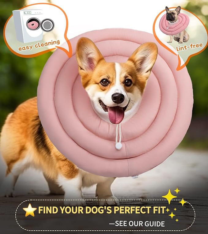 Soft Dog Cones, Recovery Dog Donut Collar After Surgery-Cone of Shame Alternative, Pet Elizabethan E-Collar Anti-Bite Lick Wound Healing Adjustable for Small Large Medium Dogs-BARDIMIES