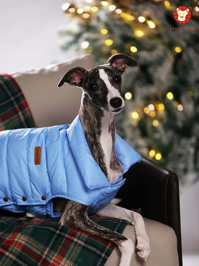 SPACE LION Puffer Jacket, Down Winter Coat, Durable Outdoor Coat for Cold and Windy Conditions, Waterproof, Windproof, Lightweight Jacket, Adjustable Fit for Medium Dogs(Black,L)