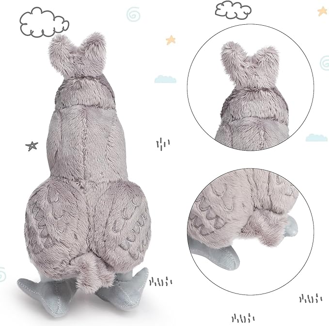 Hollypet Squeaky Plush Stuffed Durable Dog Toys, Cute Puppy Chew Toys for Small, Medium and Large Breed Dogs, Shoebill, Light Gray