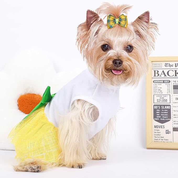 Dog Clothes for Small Dogs Girl, Spring Pet Dress Puppy Princess Tutu Cute Puppy Tulle Dresses Pet Clothes Cat Apparel Chihuahua Yorkshire Outfits (Yellow Pineapple, L)