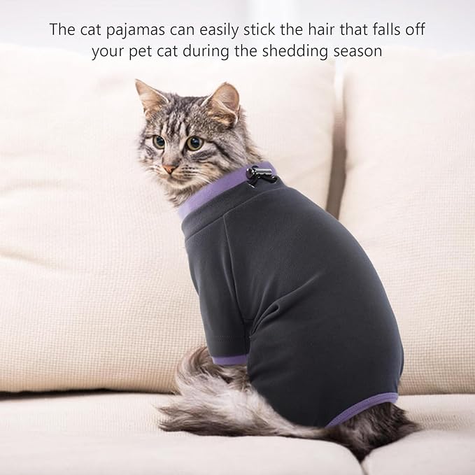 Sticky Cat Clothes Stretchy, Sphynx Hairless Sweater & Pajamas for Cats only, Soft Cat Onesie for Cats After Surgery Female Male & Hair Loss Prevention, Black XS