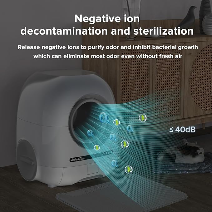 Self Cleaning Cat Litter Box, Smart Automatic Cat Litter Box with Double Odor Removal, 90L Large Capacity/APP Control/Anti-Pinch for Multiple Cats