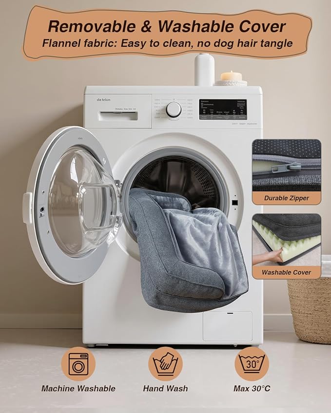 KSIIA Orthopedic Dog Bed for Extra Large Dog,Washable Pet Sofa with U-Shaped Bolster Removable Waterproof Cover Non-Slip Bottom and Egg-Crate Orthopedic Foam Pet Couch Bed, 53 x 36 Inch, Dark Gray