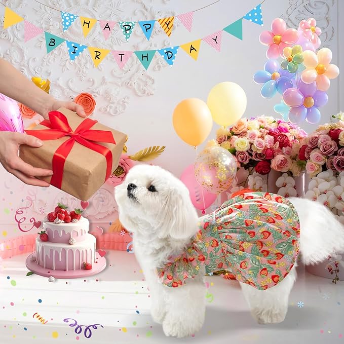 TONY HOBY Dog Dress, Dog Sundress with Straps, Pet Princess Dresses Clothes for Small Medium Dogs (Pink, M)