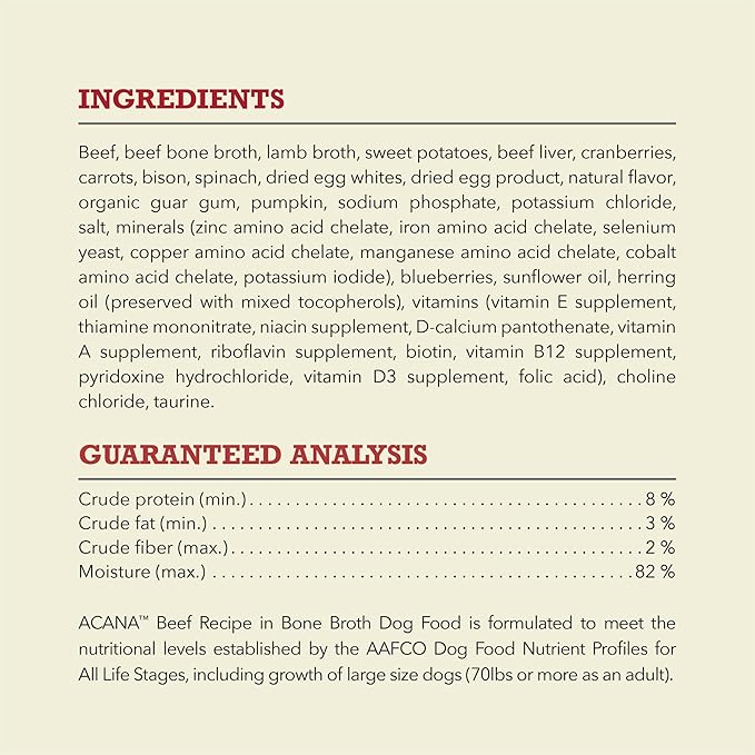 ACANA Premium Chunks in Bone Broth Grain-free Wet Dog Food Beef Recipe 12.8oz Cans (12 Count)